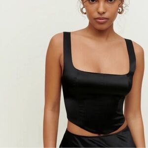Reformation Sorrento Top in Black Silk Size 4